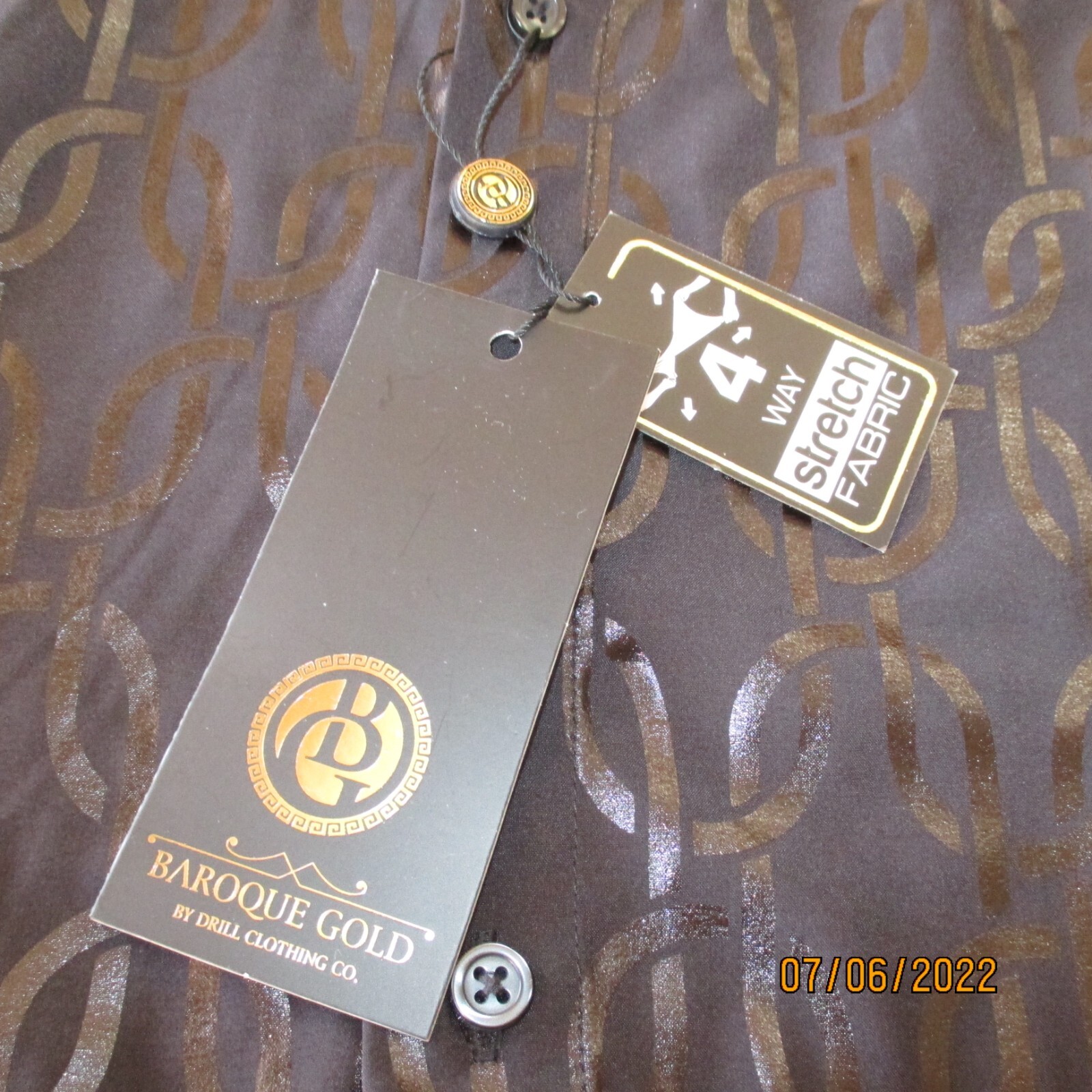 BAROQUE GOLD by Drill Clothing Co Elegant BLACK Silver Metallic SHIRT