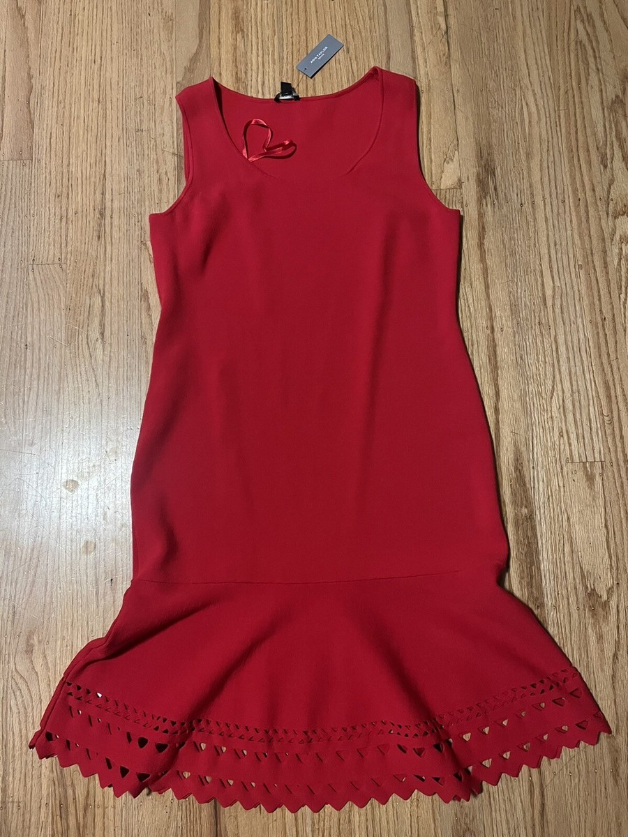 ann taylor red sheath dress Ann Taylor Split Neck Sheath Dress Size 2 Rose Clay Women's