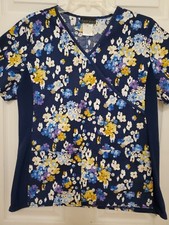 Flexibles by Cherokee Women's Mock Wrap Floral Print Scrub. Cute