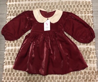 New Xiao Tong Xue Girl Dark Red Lined Party Dress NWT Asian Size 12 / US 2T - 3T