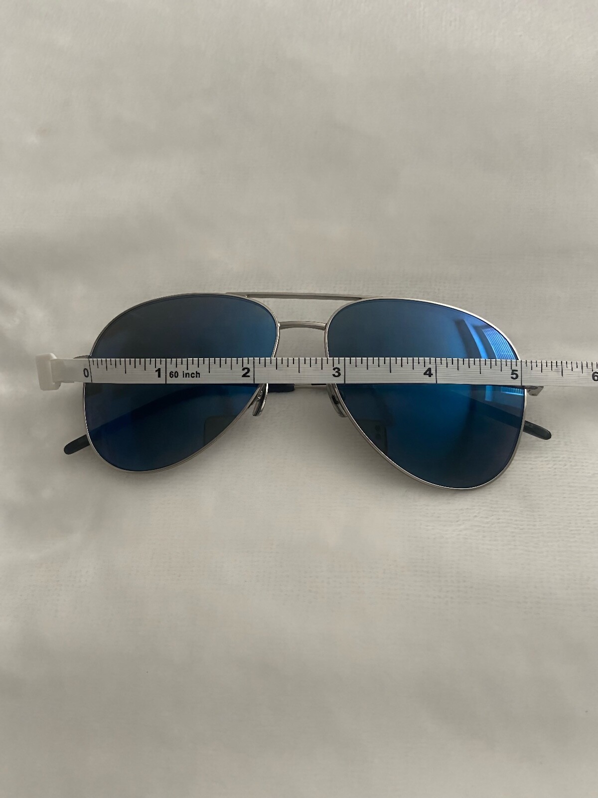 LENTI A SPECCHIO UNISEX SAINT LAURENT AVIATOR BLU CON CORNICE ARGENTO NUOVE