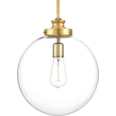 Progress Lighting Penn Golden Natural Brass Clear Glass Kitchen Pendant Light