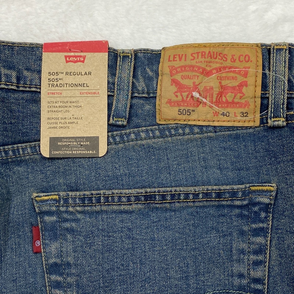 Levi's 505 Straight Leg Jeans Pants Mens 40 x 32