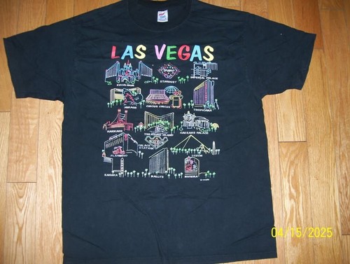 Vintage 1995 Las Vegas Casino Strip Downtown City Gambling Black Shirt Large - Picture 2 of 2