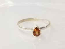 925 Sterling Silver Citrine Pear Shape Ring sz 7 1.0gr