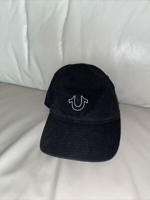 True Religion White Logo Adult Baseball Hat Cap Black One Size