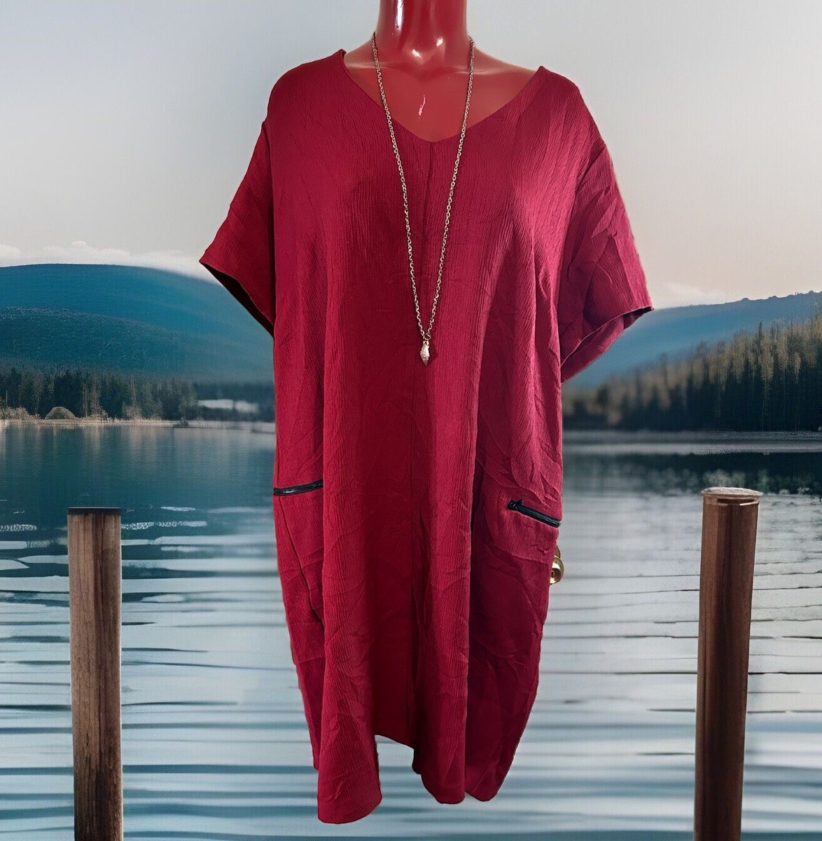 CATO WOMAN PLUS SIZE 22 /24 W BURGUNDY DRESS - ZIPPERED -POCKETS-KNEE LENGTH  | eBay