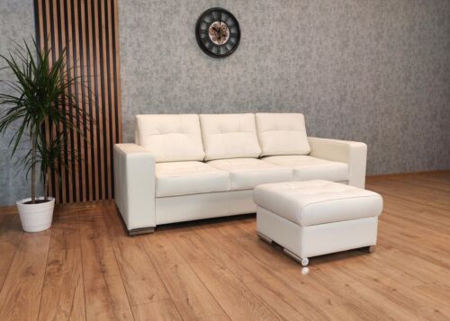 Long-Life Echtleder Sofagarnitur 3 er + Hocker Leder Sofa Couch Farbauswahl - Bild 1 von 13