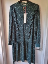 Sofie Schnoor Designer Animal Print Green Midi Dress UK 8 EU 36 Glam Occasion