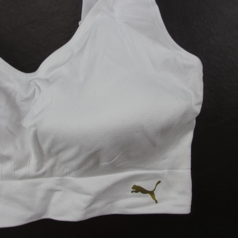 Sujetador deportivo Puma grande marfil acolchado inalámbrico espalda de carrera pulóver Foto 4 de 4