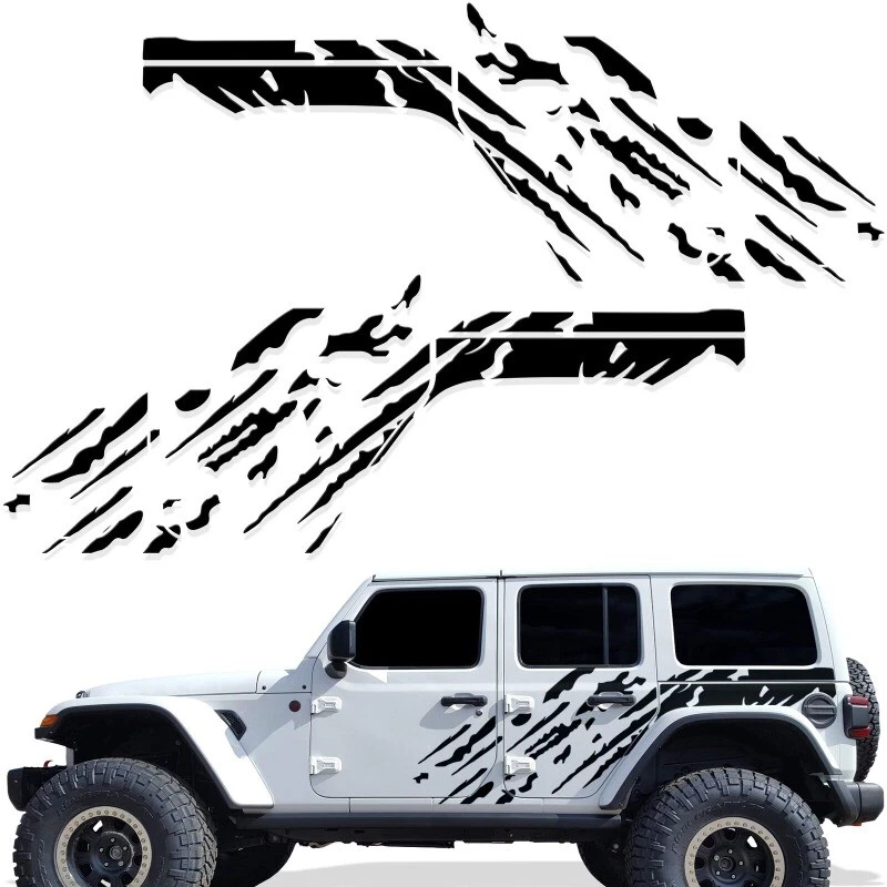Car Stickers For Jeep Wrangler JL 4 Door Vinyl Decals Graphic Mud Splash Stripe  - Image 3 of 4