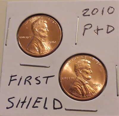 2010 FIRST SHIELD CENT PENNY (2 COIN SET P & D) UNC