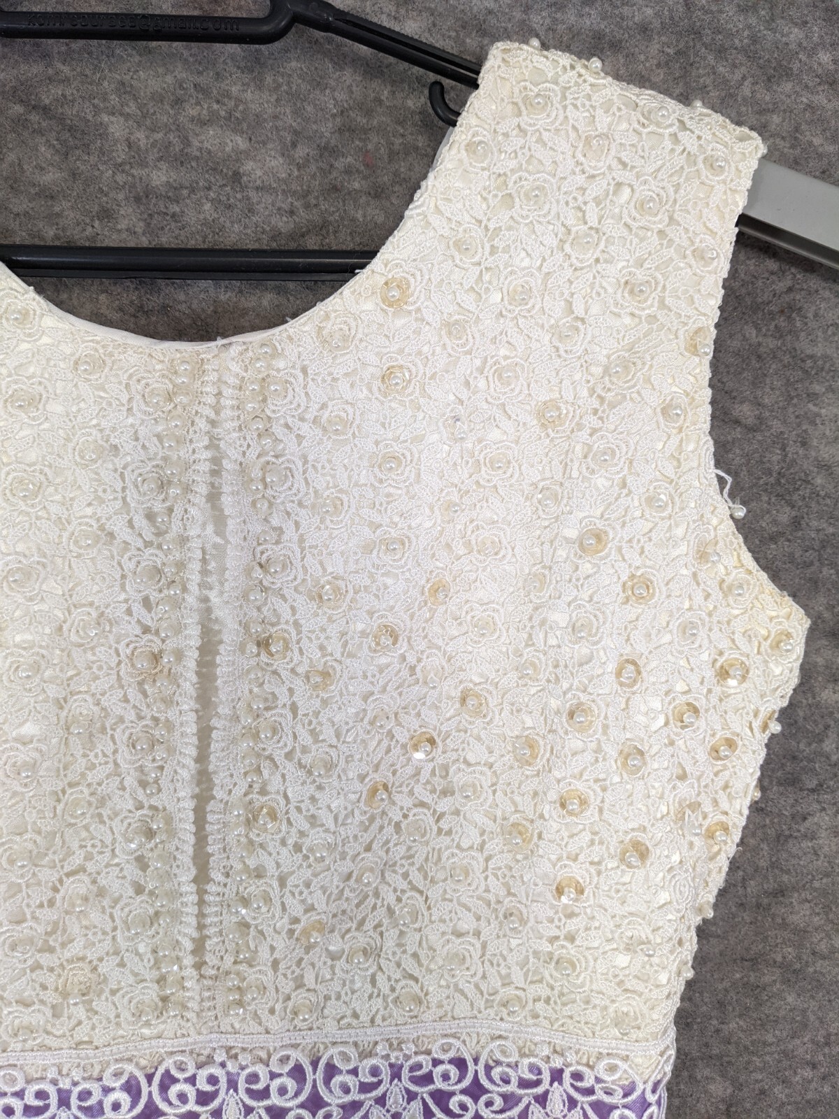 Handmade Maxi Dress Women Small Purple White Beaded Lace Bodice Thigh Slit Prom