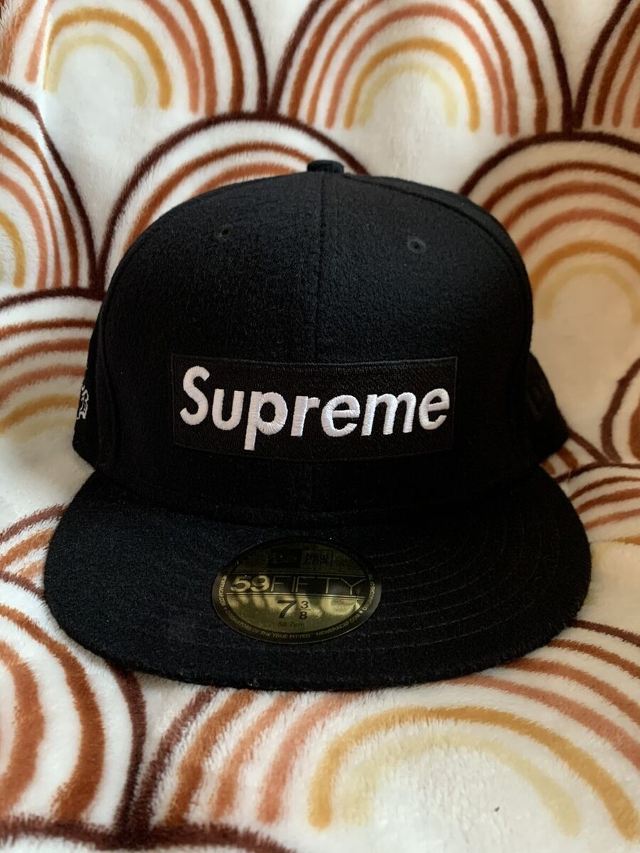 Supreme New Era Hat Fitted Mens 7 3/8 Black White Loro Piana Supreme New Era Hat Fitted Mens 7 3/8 Black White Loro Piana
