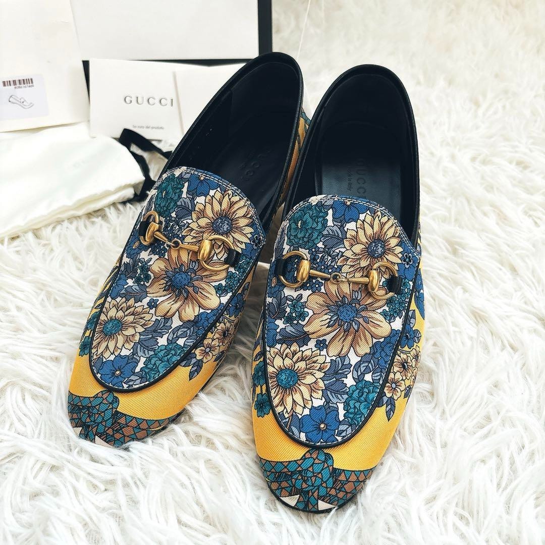 GUCCI Horsebit Loafers EU 36.5 US 6.5 Blue Yellow Vintage Japan-image
