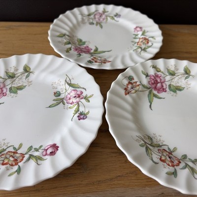3 Royal Doulton Clovelly Floral Bone China Brot-/Beilagenteller 16 cm