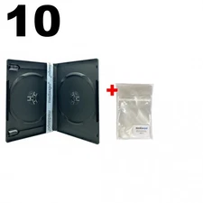10 PREMIUM STANDARD Black Double DVD Cases (100% New Material) & 100 OPP Bags