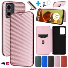 Flip Magnetic Cover Carbon Fibre Case For Motorola G85 G75 G55 G84 G54 Edge60 50