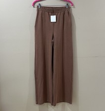 NWT Zara Wide Leg Sweatpants Cotton Womens M Brown High Waisted Basic 6050/800