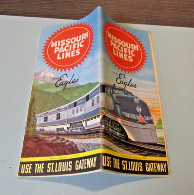 1949 Missouri Pacific Lines Eisenbahn Zug Zeittafeln Route of the Eagles 90pg