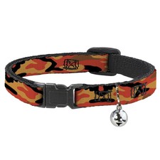 Cat Collar Breakaway with Bell Camo Oranges/Black NARROW Fits 8.5-12"