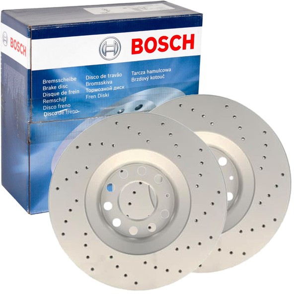 2X Bosch Bremsscheiben 320Mm BelÜFtet Gelocht Vorne Passend FÜR Audi A4-image