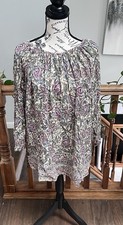 Women's Chaps Multi-Paisley Blouse Plus Size 2X Off-White Tunic Shirt Top