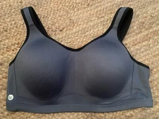 LIVI Active Molded Cups UW Wicking Sports Bra Size 40DD Gray Black EPOC!