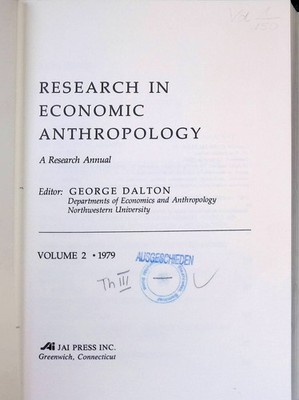 Research Economic Anthropology, VOLUME 2. Dalton, George: