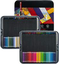 Black Wood Professional Colored Pencils Set, Oil-Based, 4Mm Soft Core for Artist
