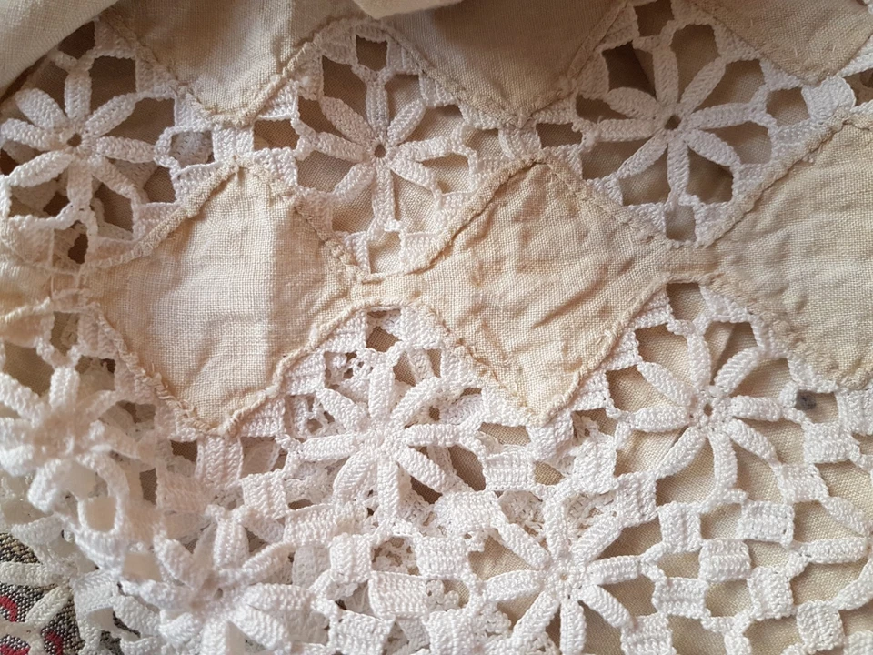 DRAP d' enfant en lin brodé ,début XXe - 225 cm x 110 cm - Photo 3/3