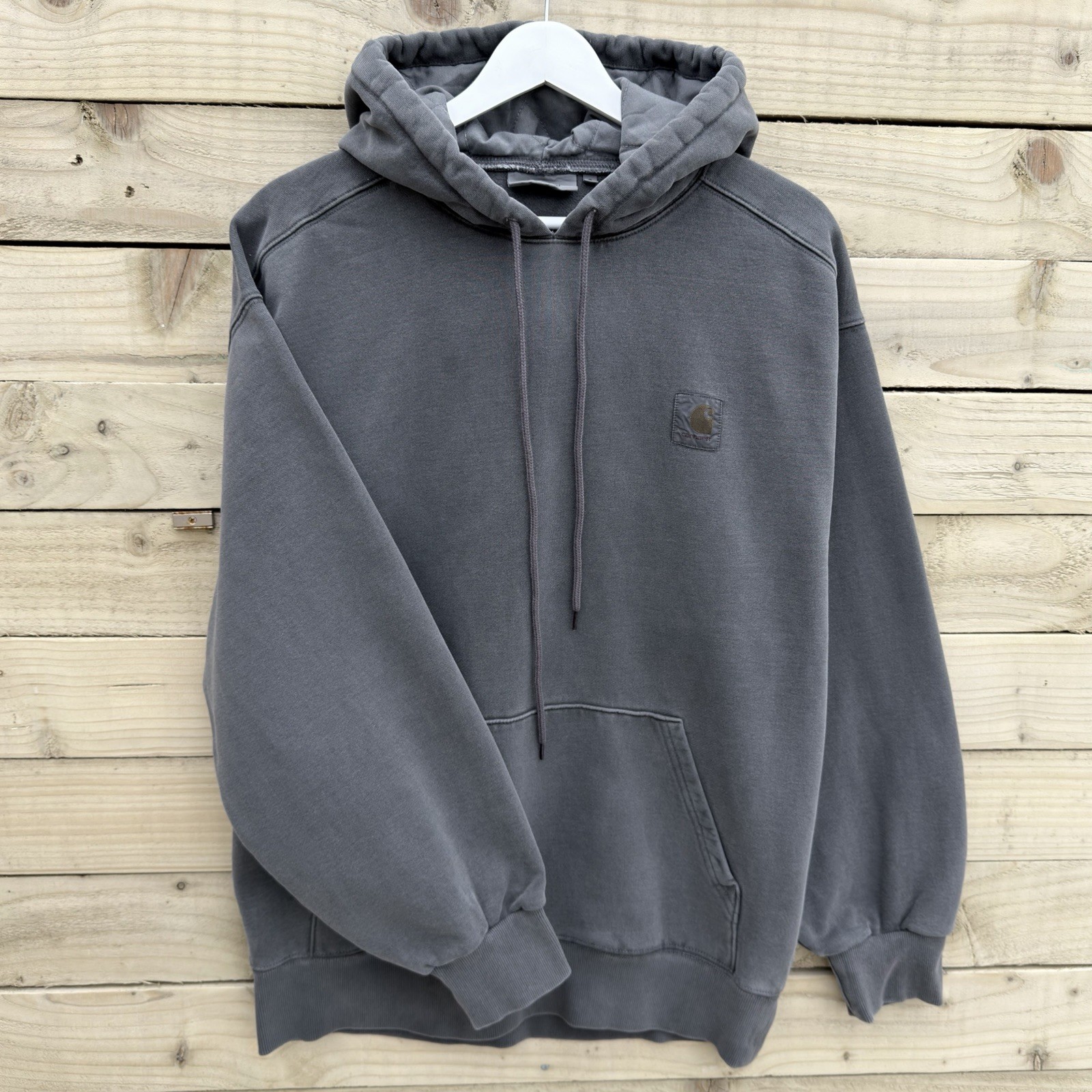 Carhartt WIP Men’s Small Black Grey Oversized Garment Dyed Nelson Hoodie