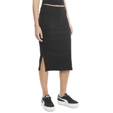 PUMA Classics Ribbed Midi Skirt Womens Black Casual 531618-01