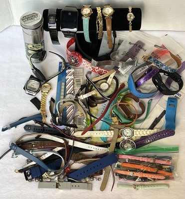 Watches And Watch Bands Lot For Battery/Repair /Untested Parts & Pieces 2lb 12oz