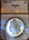 1883 CC MORGAN ULTRA PROOF LIKE! LIGHT RAINBOW RIMS! MEGA RARE CC! WOW NR #64701