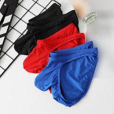 For Daily Wear Men Briefs Low Waist Briefs Solid Color Underpants Stretch Fabric
