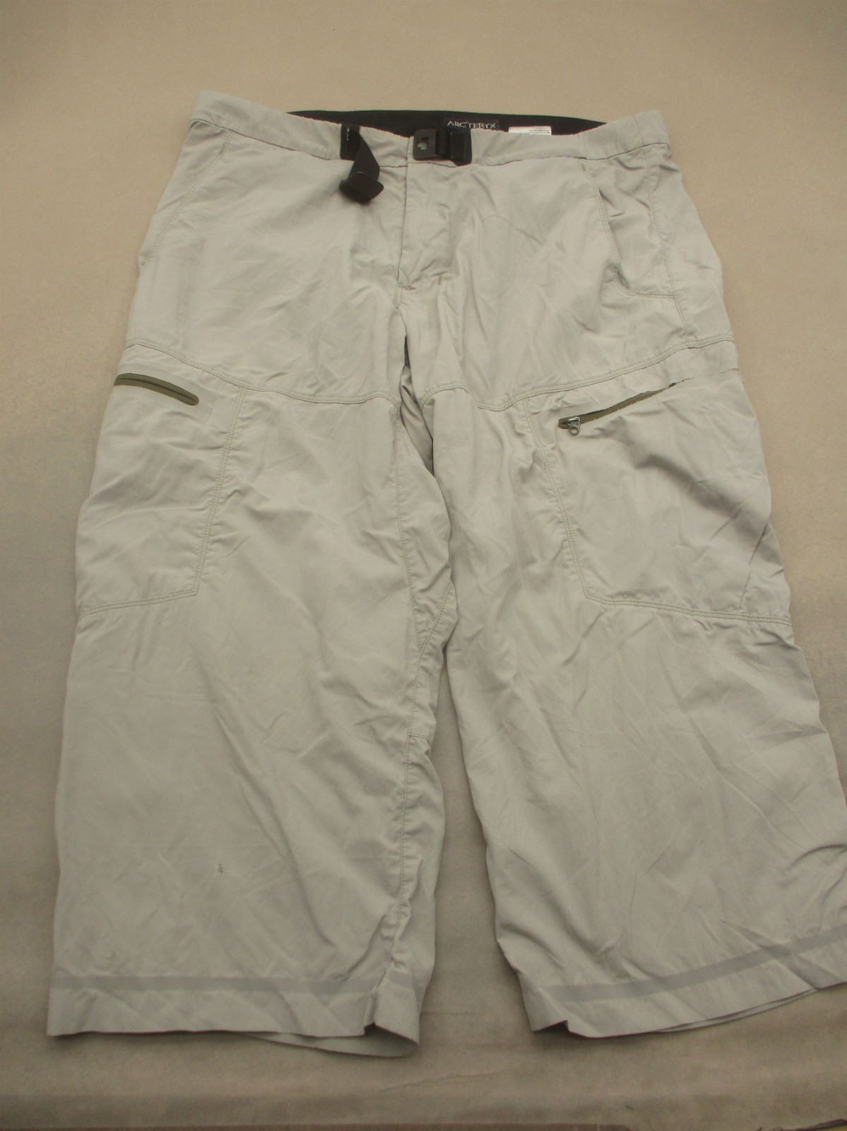 Pantalone Capri ARC'TERYX taglia 34 uomo grigio nylon zip tasche a mosca cintura outdoor 137