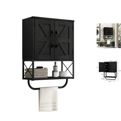 Versatile Over Toilet Farmhouse Cabinet with Adjustable Shelving & Towel Rack