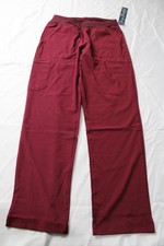 Easy Stretch Women's Solid Five Pocket Sport Yoga Scrub Pants Wine Small NWT