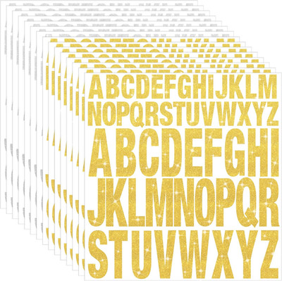 15 Sheets Letter Stickers Glitter Capital Letters Large Self-Adhesive Vinyl Alph