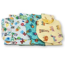 Bibs Etc Handmade Gender Neutral Flannel Double Sided Snap Bib and Burp Sets
