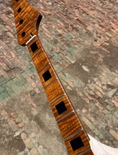J Bass 4strings 20fret Electric bass neck Roasted Flame Maple Black square inlay