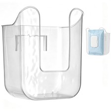 Wipe Holder for Bathroom, Flushable Wipes Dispenser, Wall-Mounted Tissue Box,...