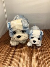 Toy Factory Bulldog Pug Plush Soft Stuffed Animal Toy Pet Blue/White Lot Of 2