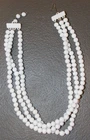 Vintage Japan Triple Strand White Round Milk Glass? Bead Choker Necklace Costume