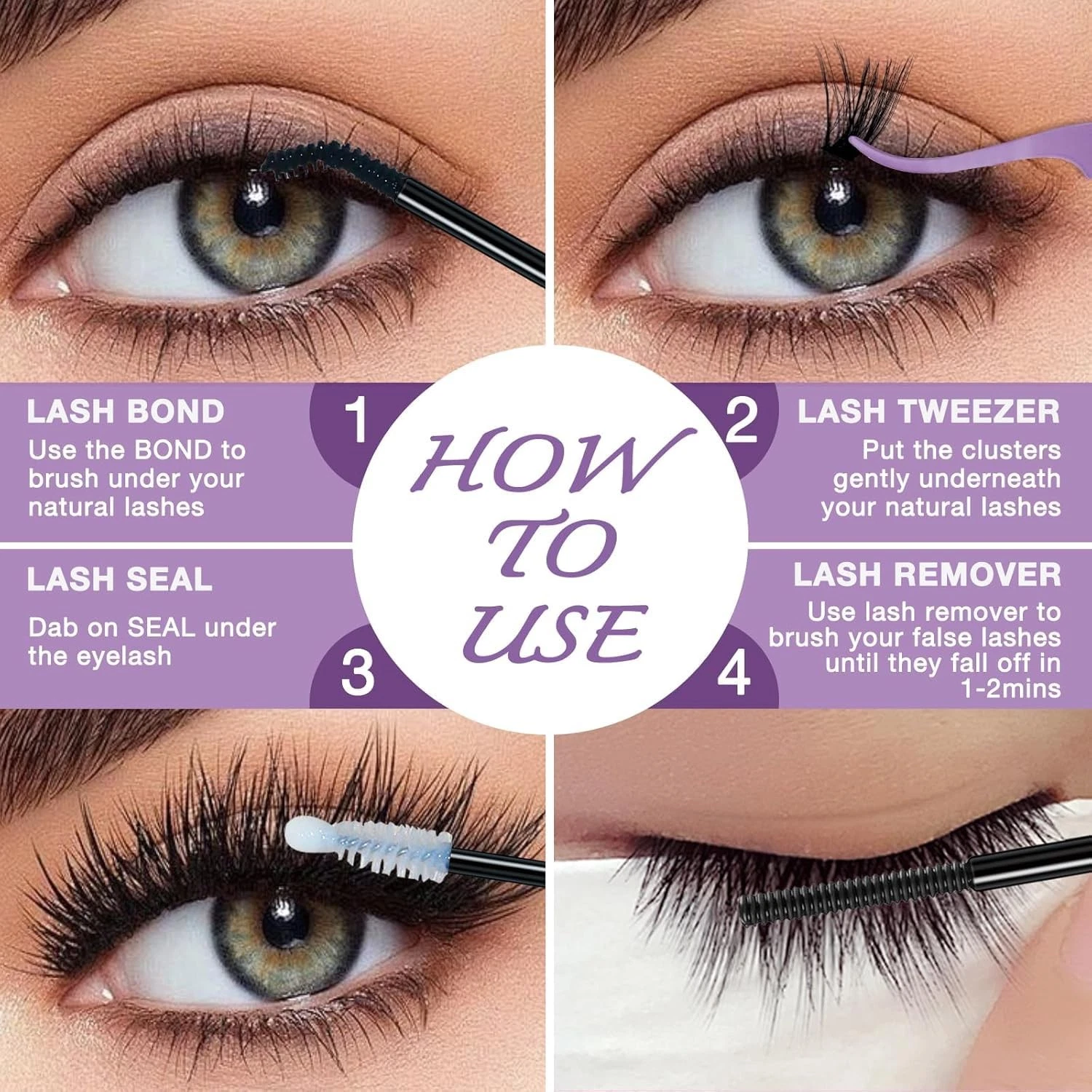 proamate Cluster Lashes Individual 1 count (Pack of 1), Black - product detail image 5