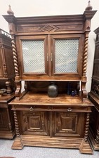 Large French Kitchen Dresser 19th Century Antique Carved Solid Walnut Cabinet