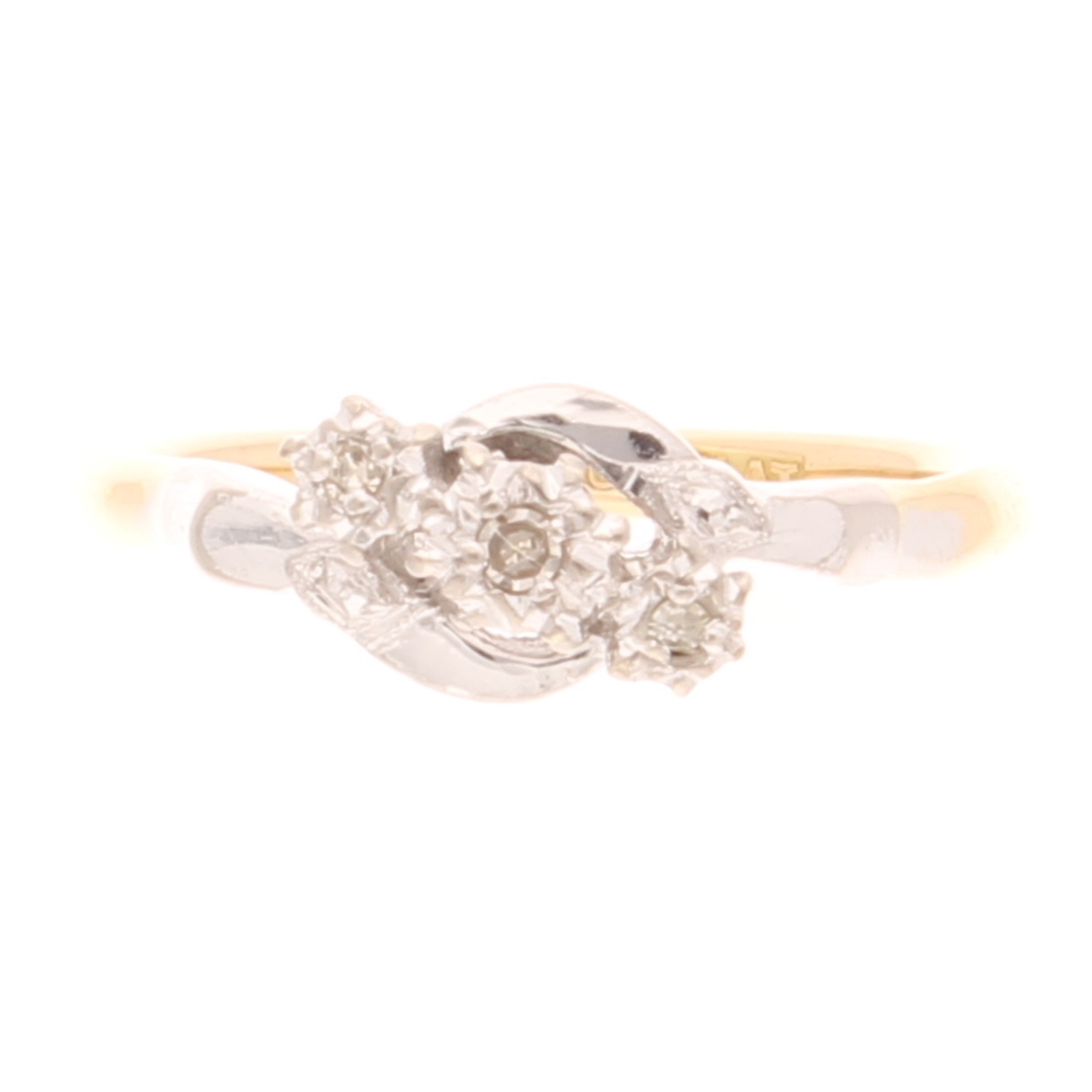 Vintage 18Carat Yellow Gold & Platinum 0.10ct Diamond Three-Stone Ring (Size M)