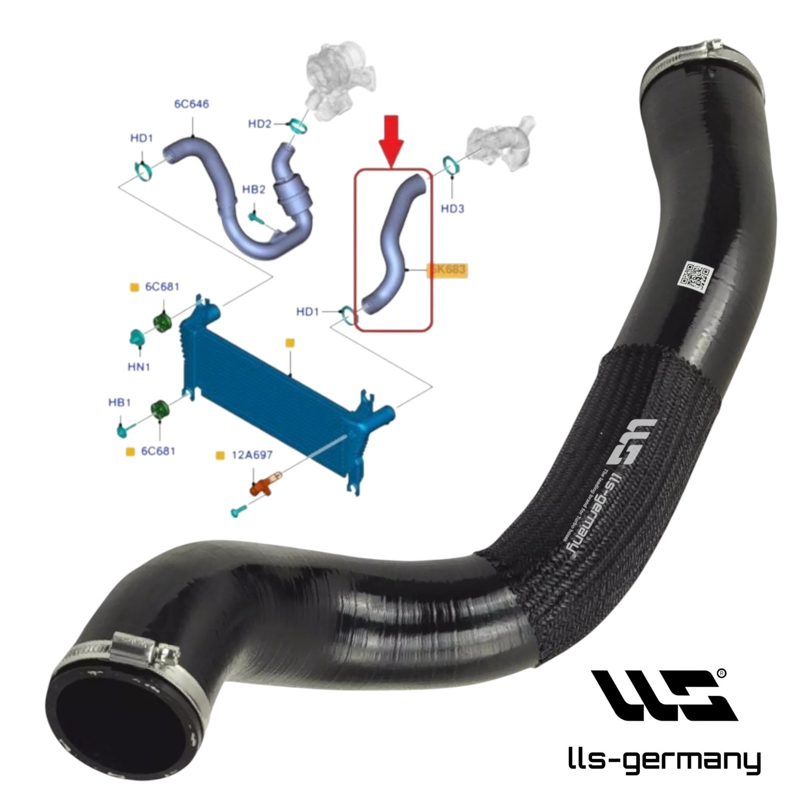 for Ford Ranger 3.2 TDCi / 4x4 1939552 1722306 Turbo Hose Intercooler Hose