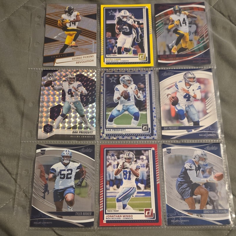  Dallas Cowboys Card Lot (9)  Pickens Lamb Prescott Mingo Booker Ezeiruaku
